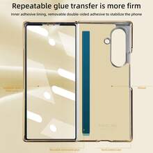 Ultra-Thin Electroplated Leather Phone Case With Tempered Glass Screen Protector, Compatible With Samsung Galaxy Fold 2/3/4/5/6/7, Shockproof Protective Cover - Pink - View 4