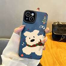 Christmas Dog Cartoon cute 2026 Happy New Year phone case suitable for  17 16 15 14 13 12 11 PRO MAX PLUS AIR New Year gifts for boyfriends, girlfriends, and family members Skin phone case - Parche para el ojo - Gamuza - Azul - Perro navideño ZNEECI - Ver 6