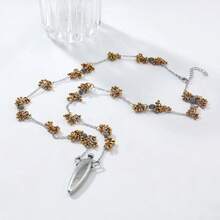 1pc Teardrop Hollow Pendant Necklace, Fashionable Clavicle Chain For Women - Silver - View 2