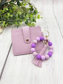1 件女式多色串珠 PU 流苏钥匙钱包、零钱包、卡包、腕包、钥匙扣，可作为礼物送给妈妈和朋友，波西米亚风圣诞节汽车配件包饰学校可爱哥特 Y2k 包挂绳带身份证夹汽车配件包饰 - 卡包 - 查看 10