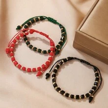 1pc Minimalist Square Beaded Handmade Bracelet, Glass Bead Bracelet, Unisex Daily Wear Jewelry, Couple Bracelet - Multicolor - View 2