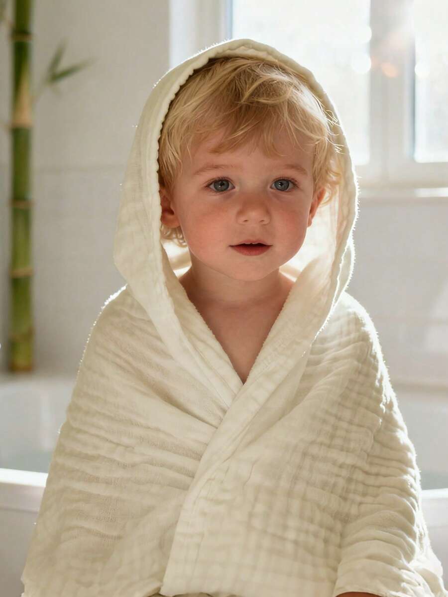 1pc Baby Hooded Bathrobe, Quick Dry Absorbent Bath Towel, Convenient For Diaper Changing, Unisex Cute Floral Pattern, Suitable For Beach, Pool, Vacation And Other Occasions - Multicolor - View 1