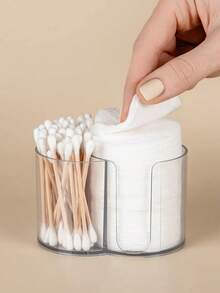 2-In-1 Swab And Makeup Remover Pad Storage Box Can Store Both Swabs And Makeup Remover Pads Simultaneously, Preventing Cross-Contamination And Maintaining Hygiene. Its Compact And Lightweight Design Saves Space. Suitable For Bathrooms And Vanities, It Can Also Be Used To Store Other Small Items. Durable And Easy To Clean. - White - View 7