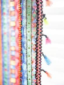 1pc Colorful Metallic Printed Bohemian Style Rectangular Tassel Decorative Curtain, Suitable For Bedroom, Living Room, Dining Room, Kitchen, Cafe, Entryway, All Season Home Window Curtain - Multicolor - View 6