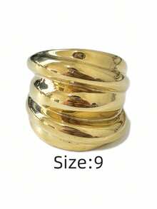 1 pieza Anillo de mujer con hilo giratorio, estilo minimalista exagerado de moda, color contrastante oro rosa, resistente al agua, no se desvanece, de alta calidad, personalizado para uso diario - Anillo de mujer de varias vueltas - Ver 18