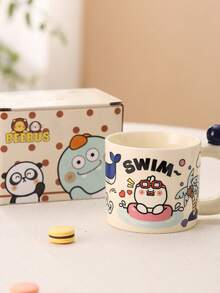 可爱卡通熊动物系列陶瓷马克杯，耐热光滑宽口咖啡杯，创意家居日常饮具，生日、感恩节、圣诞节、家庭聚会等场合送给朋友、情侣的完美礼物。 - 彩色 - 查看 14