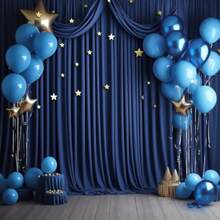 10 Ft X 10 Ft Wrinkle Free Navy Blue Backdrop Curtains Panels, 2 Panels 5ft X 10ft Sikly Polyester Photo Backdrop Drapes For Graduation  Shower Wedding Birthday Parties Photography Background Variant 1 - không có - Xem 1