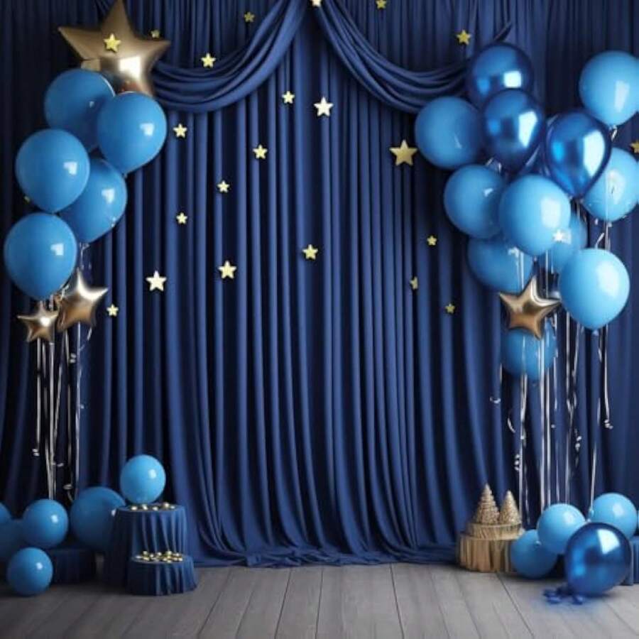 10 Ft X 10 Ft Wrinkle Free Navy Blue Backdrop Curtains Panels, 2 Panels 5ft X 10ft Sikly Polyester Photo Backdrop Drapes For Graduation  Shower Wedding Birthday Parties Photography Background Variant 1 - không có - Xem 1
