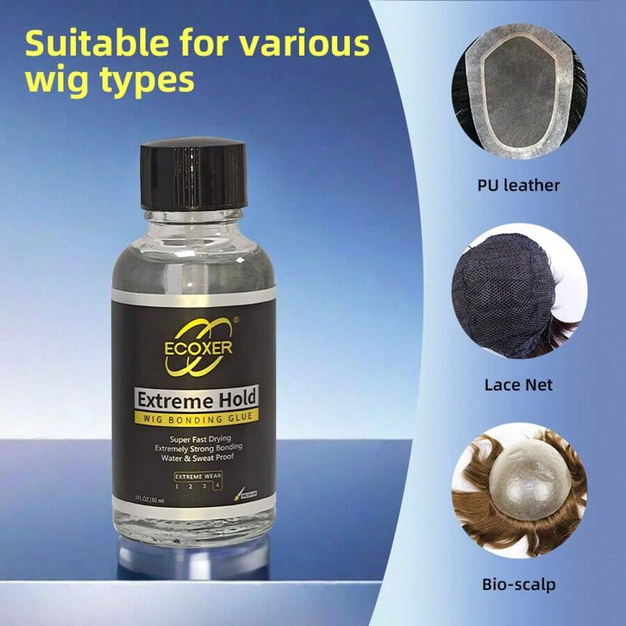 Transparent Strong Adhesive Oil-Based Wig Glue, Quick Drying, Low Odor, Non-Irritating Scalp, Professional Wig Adhesive, Essential For Cosplay, Super Sticky, Can Be Used On Face, Long-Lasting Wig Fixing, Natural And Realistic Look - 30ml - View 1