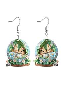 Charmante Acryl-Hasen- und Kranz-Ohrringe - ein passendes Geschenk für Feierlichkeiten an Feiertagen und Osterfeiern - Verschiedenfarbig - Übersicht 12