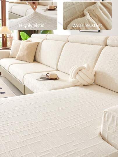 1pc Stretch Sofa Cover, Non-Slip Full Coverage Sofa Seat Cover, All Season Universal Sofa Cushion Cover, Fabric Thickened Sofa Blanket, Machine Washable, Dust-Proof, Pet-Friendly, Decorative Sofa Protector, Adjustable For Corner Sofa, Bedroom, Office, Living Room 1/2/3/4 Seater