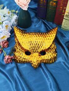 1pc Halloween Half-Face Mask, Specially Designed For Masquerade Balls, Carnival Parties, Electroplated Gold Animal Masks, Game Props - Multicolor - View 5