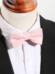 2pcs/Set Unisex Fashion Solid Color Plush Bow Tie Set, Suitable For Party, Daily, School, Banquet, Holiday, Couple Gift Matching - A - View 3