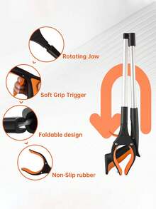 1件套32英寸折叠式拾取器工具，配备360度旋转夹爪和磁性尖端，适用于捡拾垃圾，轻便易用，适合老年人使用。 - 彩色 - 查看 10