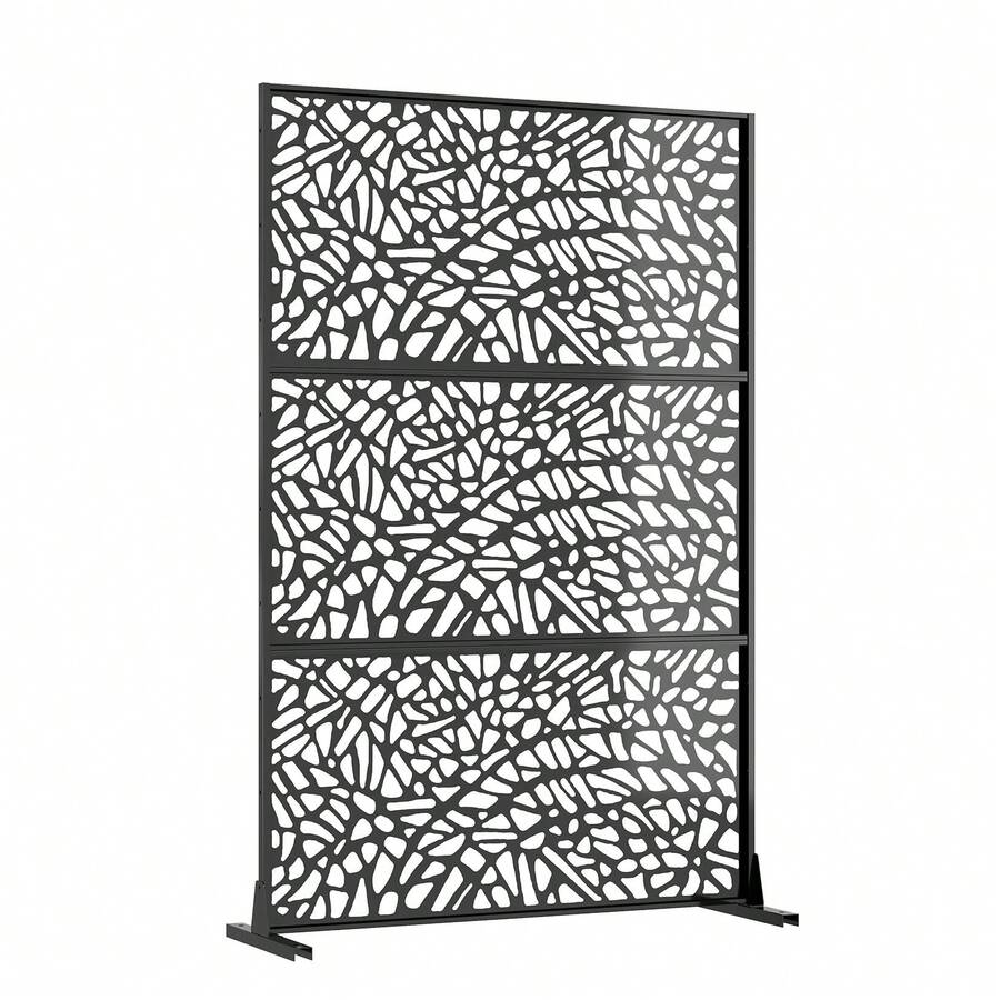 Pantalla de Privacidad Metálica 74"x47.2" con Soporte, Panel Divisor Decorativo para Exterior, Partición Libre para Terraza, Balcón y Jardín, Uso Interior y Exterior - Estilo 2 - Ver 1