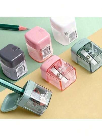 Single Hole Pencil Sharpener, Premium Student Pencil Sharpener, Sharpens Pencils To A Fine Point, Durable And Easy To Clean, Covered Design Prevents Mess, Compact And Portable, Suitable For Office And Home Desk, Minimalist And Fashionable Sharpener, Single Hole Manual Pencil Sharpener For Elementary School, Eyebrow Pencil Sharpener Office Desk Accesorries Desk Accesorries Office Supplies Office Accessories