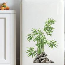 1pc Green Bamboo And Rock Garden Wall Sticker, Perfect For Adding A And Peaceful Atmosphere To Home, Bedroom, Living Room And Spaces. Self-Adhesive Wallpaper Brings Vibrant Spring Vibe To Your Home - Multicolor - View 1