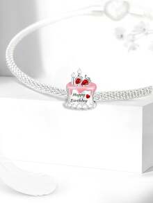 1件时尚粉色双面蝴蝶结山茶花香水瓶吊坠珠，适合女士手链、手镯DIY饰品制作及日常穿搭配饰，适合女孩佩戴