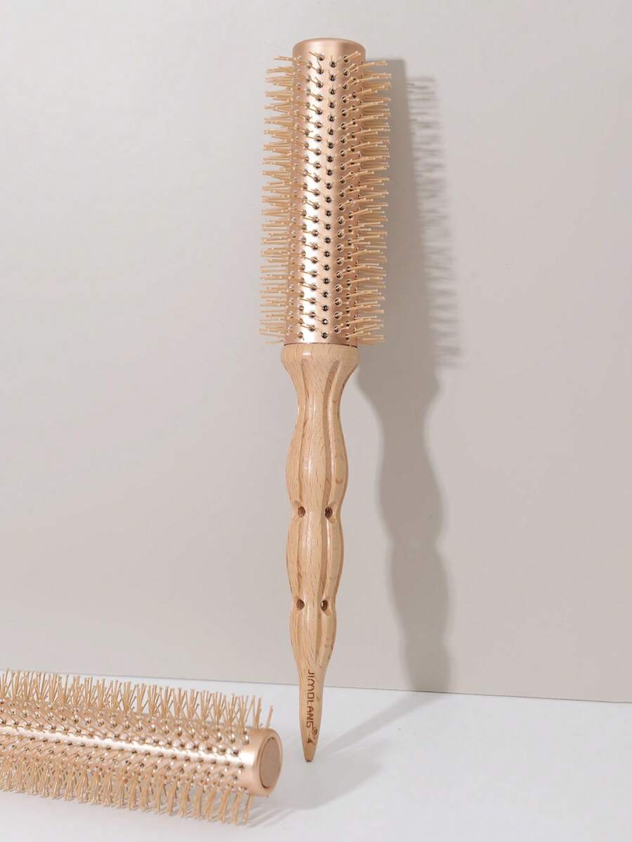 Professional Salon-Grade Wooden Round Hair Curling Brush, Combines Massage And Styling Functions, Suitable For Women's Home Or Travel Use. A Multi-Functional Brush That Combines "Curling + Styling + Massage" In One. - Multicolor - View 1