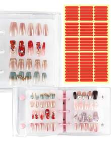 1pc A8 Size Nail Sticker Album, Includes 2 Refill Pages, Double-Sided Thick Adhesive Tape, Nail Polish Color Display & Storage - Multicolor - View 2