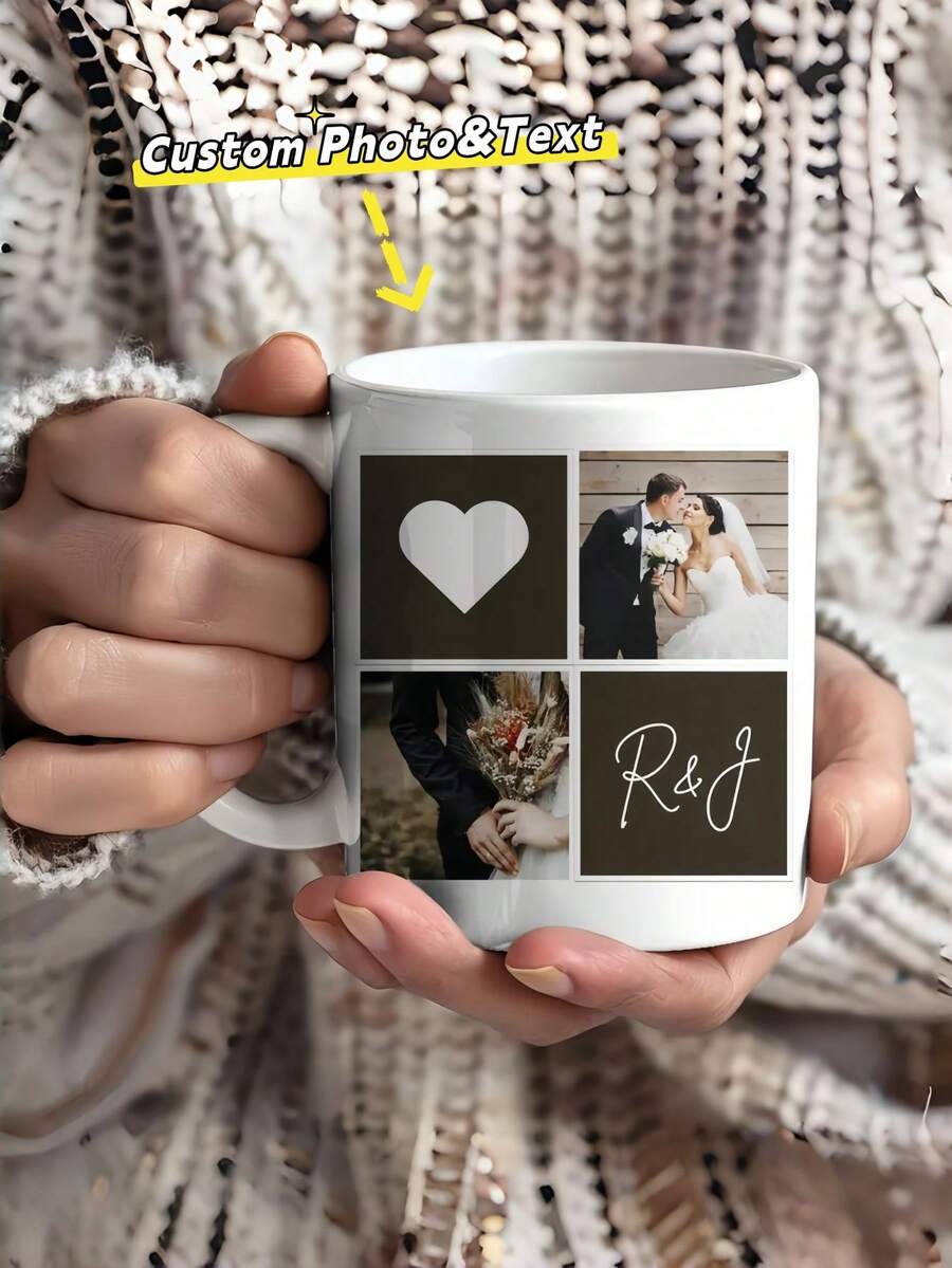 1个定制马克杯，个性化婚礼照片和字母拼贴马克杯，创意结婚礼物，个性化马克杯，独特礼物，情侣礼物创意，优雅婚礼纪念品，适合情人节、婚礼、周年纪念日和派对场合 - 多色4 - 查看 1