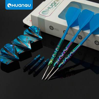 HUANQU Juego de dardos profesionales de acero inoxidable de 22g de color azul (incluye una caja de almacenamiento portátil de alta calidad), dardos rígidos de 154 mm, resistentes a los golpes, adecuados para competiciones, entrenamiento y uso doméstico, apropiados para jugadores de todos los niveles, ideal para reuniones con amigos, equipo de entretenimiento, colección de entusiastas de los dardos, regalo perfecto para el Día de San Valentín/Año Nuevo/Cumpleaños