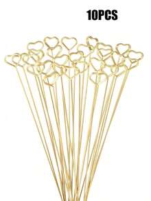 10/20 Pieces Per Pack, Wire Floral Pattern Table Card Holder, Heart-Shaped Photo Memo Holder, Gold Floral Pattern Card Holder, Suitable For Valentine's Day, Weddings, Birthdays, Office, Cake Decorations, Baby Showers, And Floral Gifts. - Gold - View 13