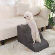 1pc Plush Warm Pet Stair Ramp, Elderly/Small Dog Assistance Ladder, Protect Every Step, Easy Up And Down, Love Lasts Longer. Sofa Bed Dog Steps, Washable Sponge Pet Stairs For Sofa, Bed, Teddy, Small Pets - Grey - View 10
