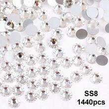 SS6 2MM-SS30 6.4MM, 7 Sizes, Non-Hot Fix, Adhesive Round Flat Bottom Glass Crystal Rhinestones, Multi-Color Crystal Gemstone Jewelry Beads DIY Glass Stone Diamond Design Accessories, Glitter Nail Art Stickers Decoration, Suitable For Phone Cases, Clothes, Bags, Shoes, Crafts - Multicolor - View 35