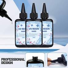 UV树脂300克 - 晶莹剔透、坚硬透明、快速固化的太阳能活化树脂套装，透明、低气味UV树脂，适用于工艺装饰（100克*3） - 淺藍色 - 查看 6