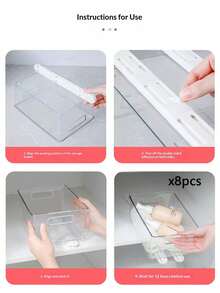 2/4/8pcs No-Drill Self-Adhesive Sliding Rail - Drawer Slide Track, Drawer Organizer Basket Slide Rail, Drawer Storage Box Accessories, Storage Box Slide Rail, Use Telescopic Slide Rail Accessories To Upgrade Drawers, Can Be Hung For Storage Accessories, Suitable For Home Organization, Wardrobe Organization Tools, DIY Drawer Slide - Multicolor - View 2