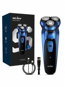 sejoy Electric Shaver, 3D Curved Blade Mesh, Cordless Washable Electric Shaver With Trimmer, Power Indicator Light, Fast Charging, Long-Lasting Use - Dusty Blue - View 1