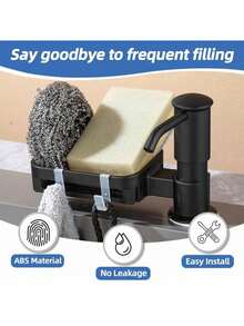 1 set inbyggd tvålpump för diskbänk, diskbänkmonterad tvålpump med bra sugförmåga, 39-tums förlängningsrör direkt anslutet till tvålbehållaren, undvik frekvent påfyllning (svart)