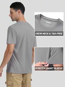 KEFITEVD Men's Rash Vest Rash Guard UV Shirts UPF 50+ Swim Top Short Sleeve Quick Dry T-Shirt For Surfing Running Hiking - Light Grey - View 3