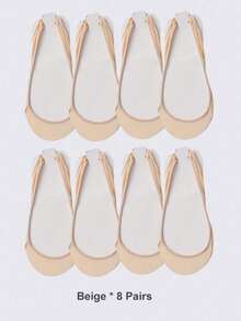 1/4/8 双装女士硅胶防滑镂空后跟袜，带缓冲鞋垫，适合搭配高跟鞋或日常穿着 - 彩色 - 查看 12