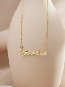 1pc Customizable Simple And Fashionable Name Necklace, Stainless Steel Jewelry, Gold Necklace And Silver Necklace, Elegant Name Necklace, Name Necklace, Customized Necklace, Charm Necklace, Women's Jewelry, Men's/Women's Necklace, Year-Round Gift For Friends And Family, Personalized Gift, Women's Exquisite Necklace, Customizable Name Necklace, Birthday Gift, Anniversary Gift, Christmas Gift, Etc. - Multicolor 4 - View 13