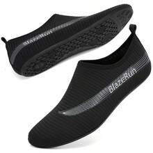 男士水鞋、水袜、游泳专用鞋、潜水鞋、冲浪鞋和溯溪鞋适合在海滩泳池冲浪、在河流湖泊中涉水以及徒步旅行。男女通用 - 黑色 - 查看 3