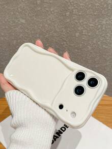 高级波浪纹白色奶油质感手机壳，简约防摔TPU软壳，适用于 - 白色 - 查看 9