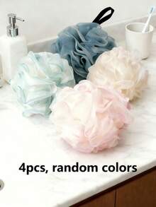 4pcs Floral Pattern Luffa Sponge Set, Includes Hanging Loop, Soft Exfoliating Scrub Ball, Rich Foaming, Gentle Exfoliating Bath Sponge, Back Massage Bubble Bath Ball, Reusable, Suitable For Personal Care Exfoliation And Body Cleansing, Also Suitable For Bathroom Decor, Made Of Skin-Friendly Materials, Essential Bathing Supplies, Durable, Perfect For Home SPA Enthusiasts (Random 4 Colors/2pcs/1pc Set Available) - Multicolor - View 13