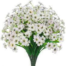 3pcs Fake Artificial Simulated Flowers, UV Resistant And Non Fading, Made Of Artificial Plastic Flowers Suitable For Window Boxes, Flower Pots, Courtyards, Homes, Indoor And Outdoor Decoration - White - View 1