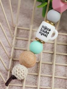 1个马卡龙撞色咖啡杯钥匙扣吊坠，咖啡杯串珠元素，实用小礼物，适合送给老师 - 彩色 - 查看 11