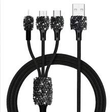 1pc Sparkling Rhinestone Car Charger, Fast Charging USB A/C Type Car Phone Charger, Diamond Adapter, Compatible With 3-In-1 Fast Charging For Car, Retractable Data Cable, Supports Phones, Dashcams, GPS And More, Handmade, Ideal Gift For Men And Women On Holidays/Birthdays - Multicolor - View 110