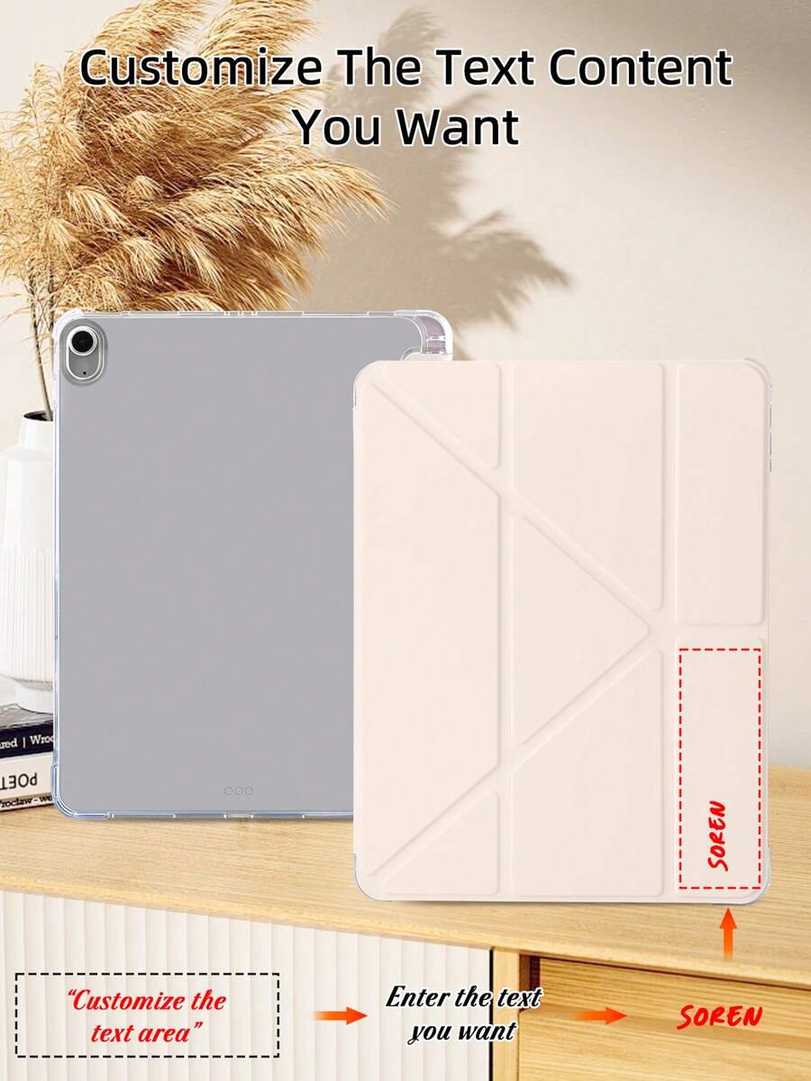 可定制透明笔槽，8 档角度可折叠粉色平板电脑保护套，兼容 iPad Mini 6/Mini 7/Air/Air 2/9.7/10.2/10.5/Air 4/Air 5/10.9/Pro 11 英寸/第十代/Air 11 英寸 (M2)-2024/Pro 11 英寸 (M4)-2024/Air 11 英寸 (M3) 2025/iPad (A16) 11 英寸第十一代 2025。多角度支架，内置笔槽，TPU 软边保护，磁吸式自动休眠/唤醒，简约/休闲/个性化/高端/创意设计。（产品不含触控笔） - 粉色 - 查看 1