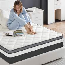 Materasso 140x200 cm Molto alto 30 CM, 10 zone, bordi rinforzati, memory foam e molle insacchettate, rigidità media, resistente, supporto ottimale, traspirante - supporto ergonomico - Bianco e nero - Visualizzare 2
