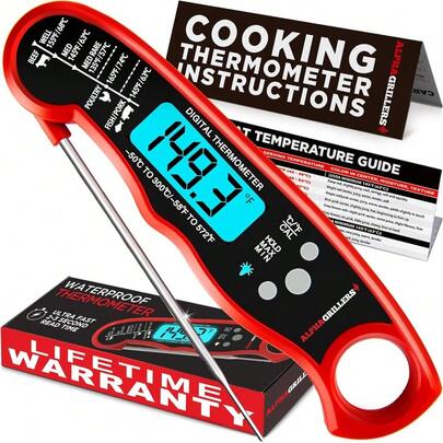 Alpha Grillers Meat Thermometer Digital - Instant Read Food Thermometer For Cooking And Grilling Gifts For Men Valentines Day Gifts For Him Her Mom Dad