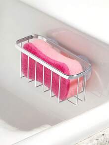 Stainless Steel Sponge Holder With Suction Cup Easy To Install Space Saving Multifunctional Durable Cleaning Tool For Sponges Scrubbers And Soap Suitable For Kitchen And Bathroom For Sponges Small Tools Keeps Surfaces Clean Household Accessories - Multicolor - View 2