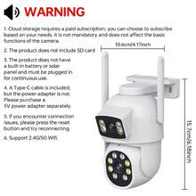 1 Camera an ninh ngoài trời WiFi hai ống kính 4MP, độ phân giải 1080P, không dây với tầm nhìn ban đêm có màu, phát hiện chuyển động thông minh, âm thanh hai chiều, WiFi 5G, xoay 355°, chống nước, thích hợp cho an ninh gia đình - Nhiều màu - Xem 11