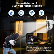 Wifi Surveillance Camera 2K 4MP Dual Lens Wireless Outdoor Security PTZ IP Cameras AI Human Detect CCTV Camera 4X Digital Zoom - Multicolor - View 9
