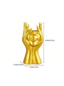 现代艺术女性脸部花瓶，白色储物瓶装饰，当代艺术装饰储物瓶摆件，适合简约风格的桌面、客厅、办公室、卧室等空间，现代家居装饰，摆件，可收纳化妆品、化妆刷，桌面装饰，母亲节礼物，毕业礼物，婚礼装饰，化妆间装饰 - 彩色 - 查看 5