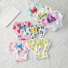 7pcs Washable Dog Menstrual Physiological Shorts With Cute Pet Prints - Multicolor - View 1